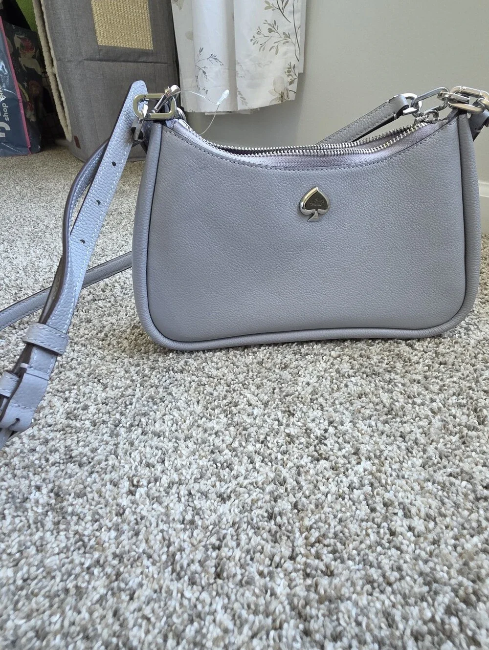 Kate Spade Pebbled Leather Crossbody Bag in Light Gray